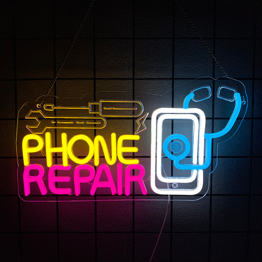 Electronics Repair Store - 벽 장식용 휴대폰 수리 네온사인, 휴대폰