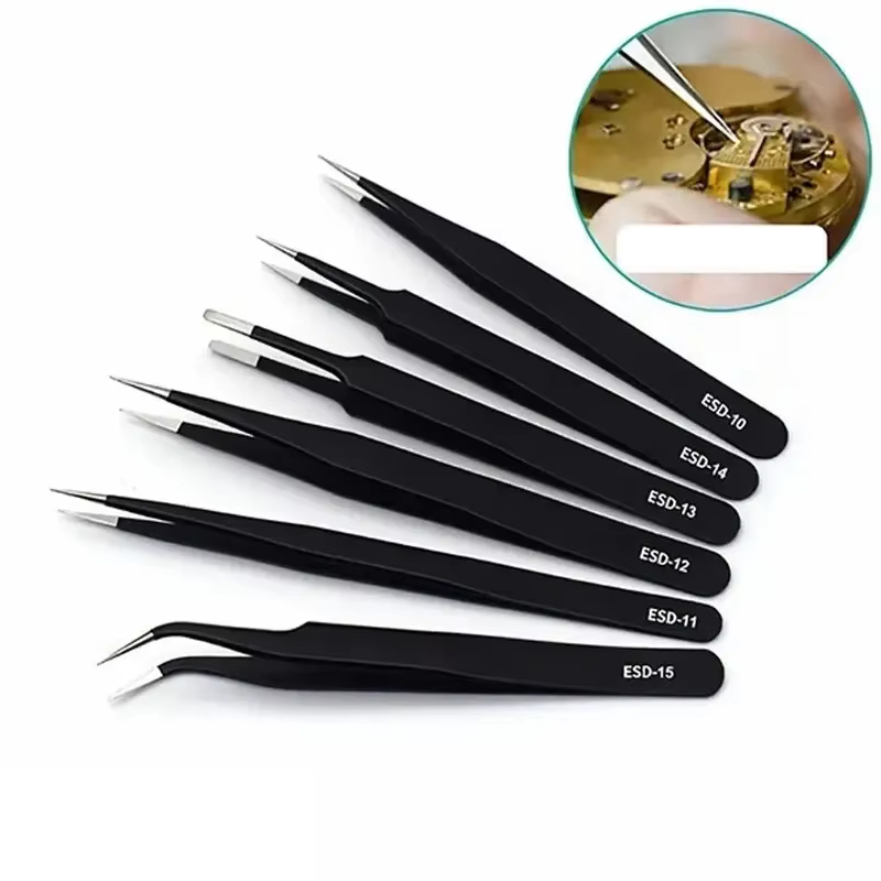 6pcs ESD 정전기 방지 스테인레스 스틸 핀셋 전자 - Electronics Repair Tools 리뷰 및 가격