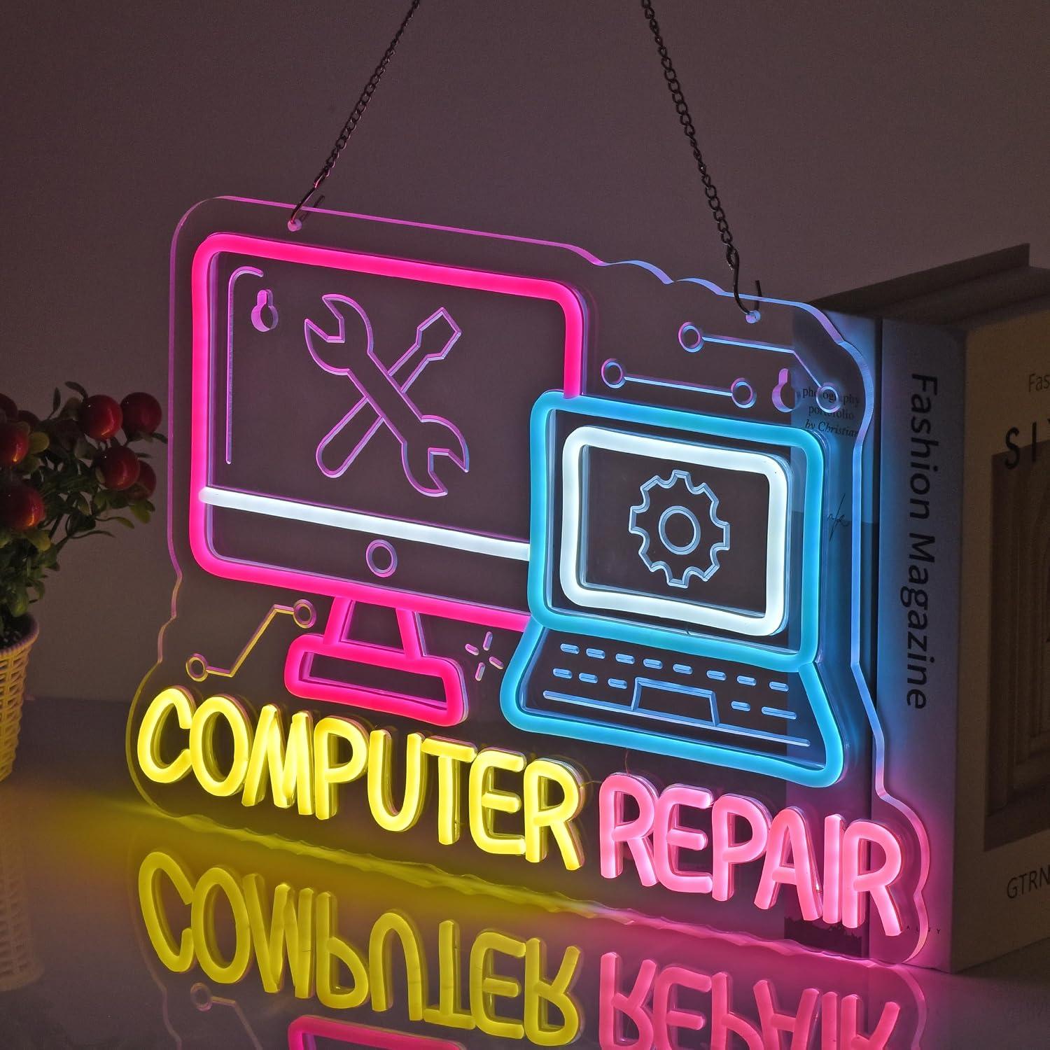 컴퓨터 수리 네온사인 USB 디밍 가능 LED 조명 전 - Electronics Repair Store 리뷰 및 가격